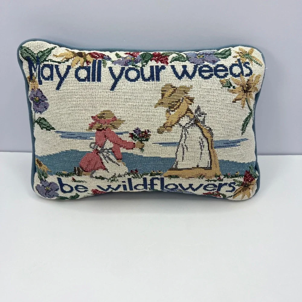 Vintage Tapestry Pillow May All Your Weeds Be Wildflowers 12